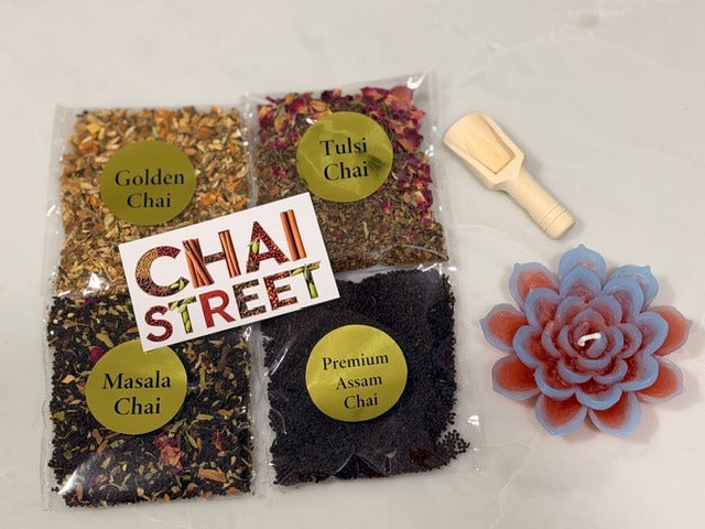 Chai Street Signature Chai Sampler – Masala, Golden, Tulsi & Premium Assam (4-Pack)